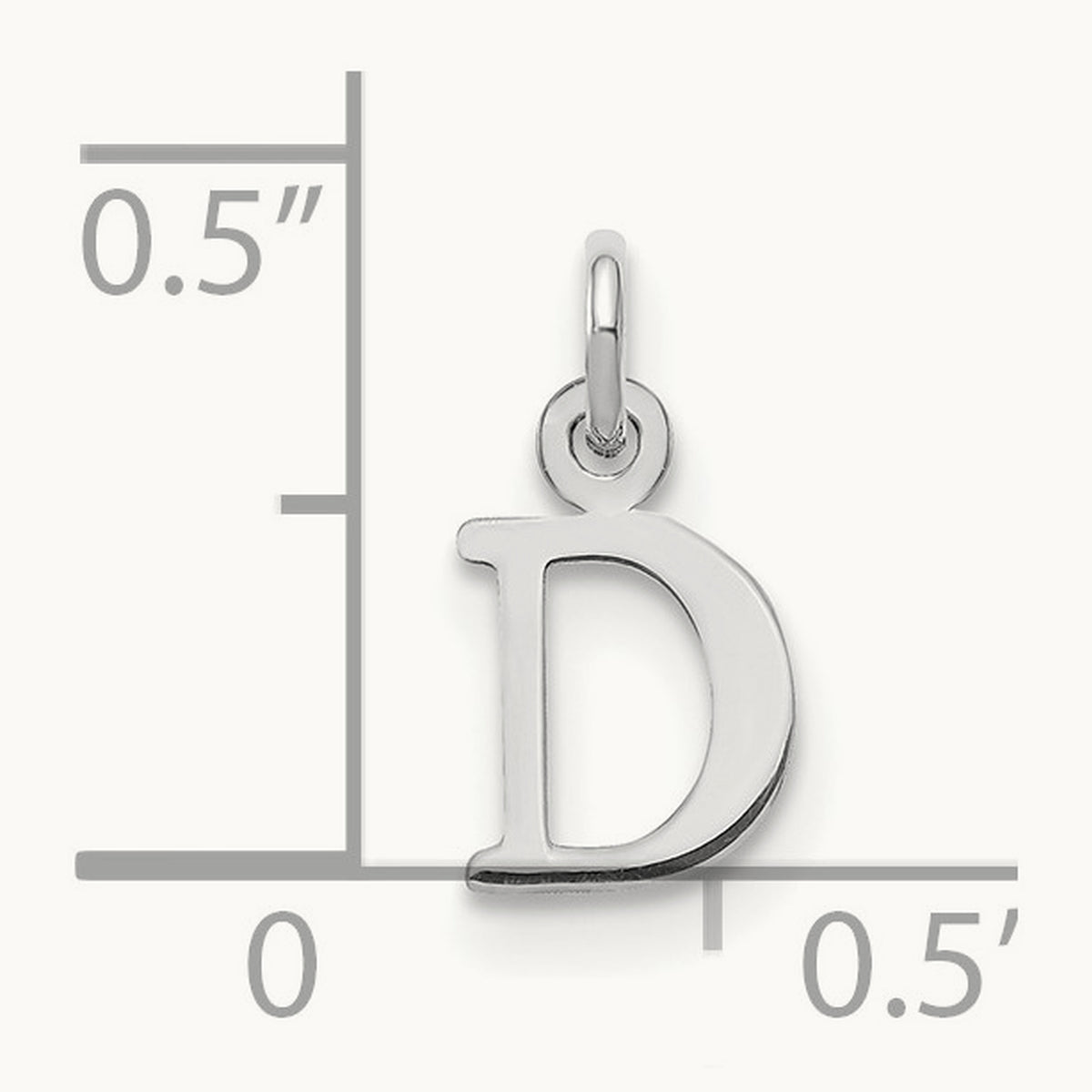 Cutout Letter D Initial Pendant, 14K White Gold