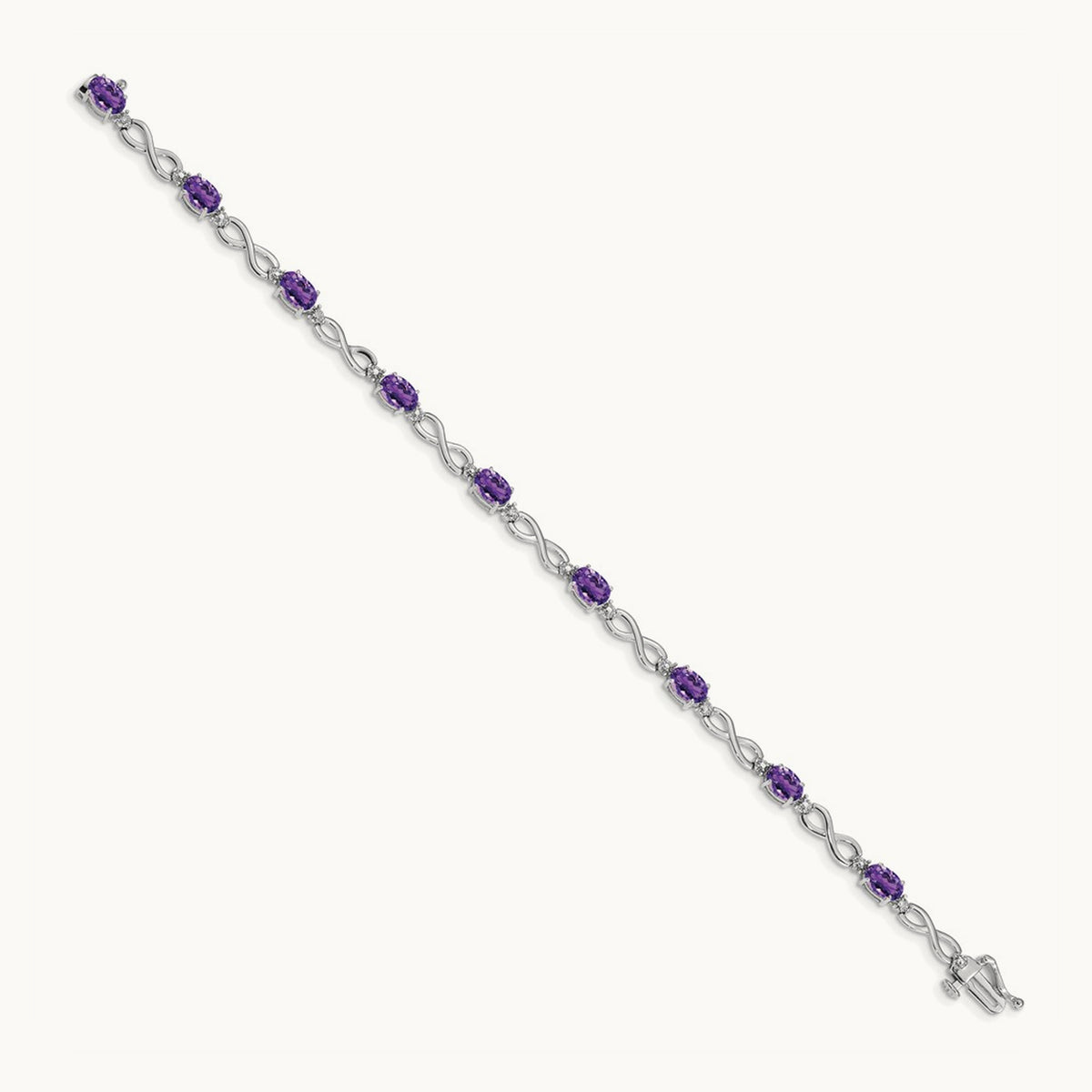 Amethyst and Diamond Infinity Bracelet — 14K White Gold