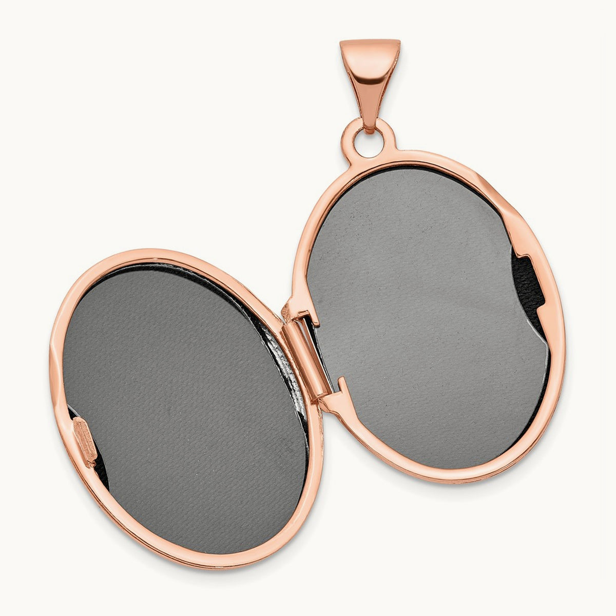 w/Diamond & Black Fabric Vintage Oval Locket, 21mm, 14K Rose Gold