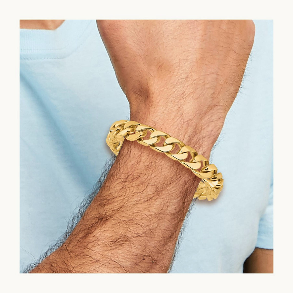 Hand-polished Flat Beveled Curb Chain — 12mm