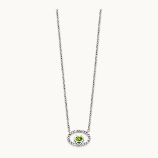 Oval Peridot and Diamond 18in. Necklace, 14K White Gold