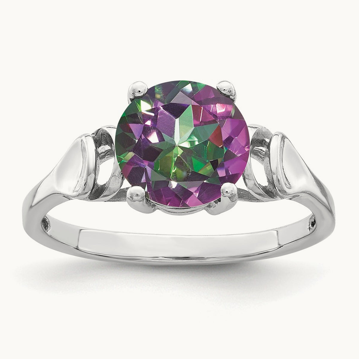 Fire Topaz ring, 8mm, 14K White Gold