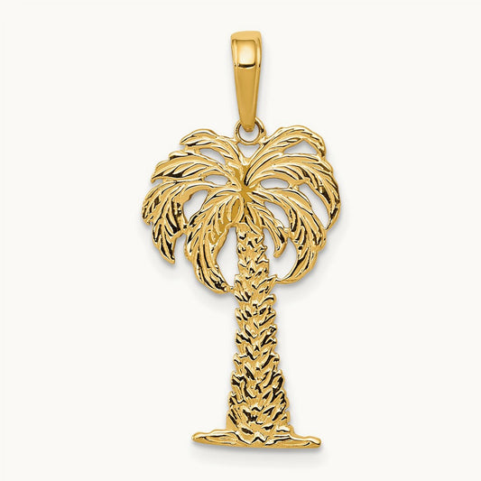 Palm Tree Pendant — 14K Yellow Gold