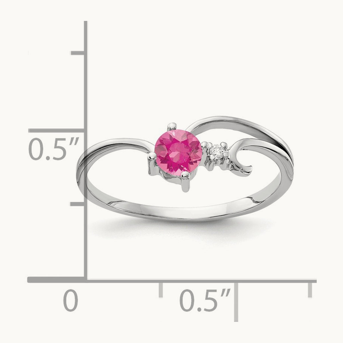 Pink Tourmaline AA Diamond ring, 4mm, 14K White Gold