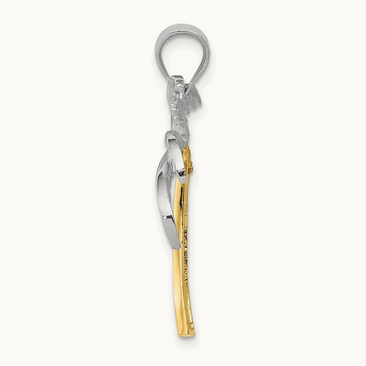 Palm Tree Pendant — 14K Two-Tone Gold, 29mm