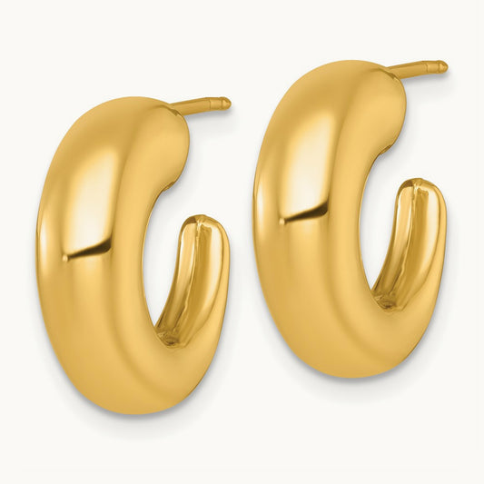 Polished Post Hoop Earrings, 14K