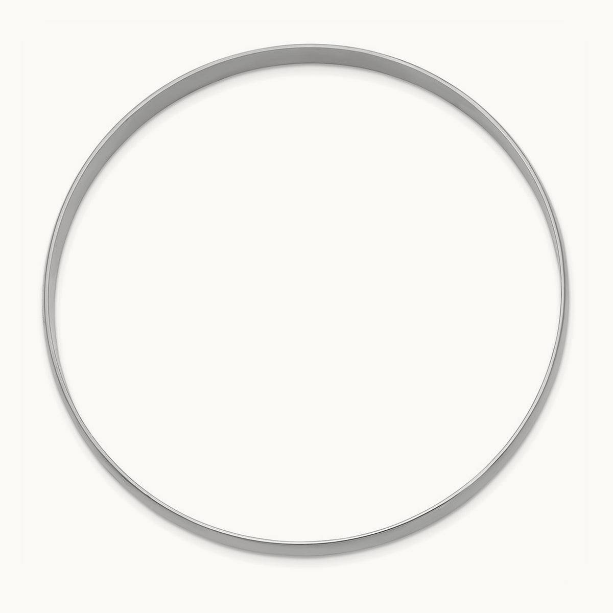 Solid Polished Half-Round Slip-On Bangle — 14K White Gold, 6mm