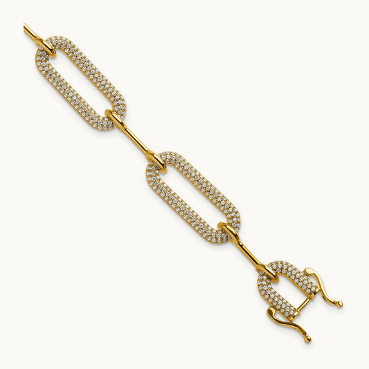 Fashion Link Bracelet, 3.25 ct tw Lab-Grown Diamond — 14K Yellow Gold