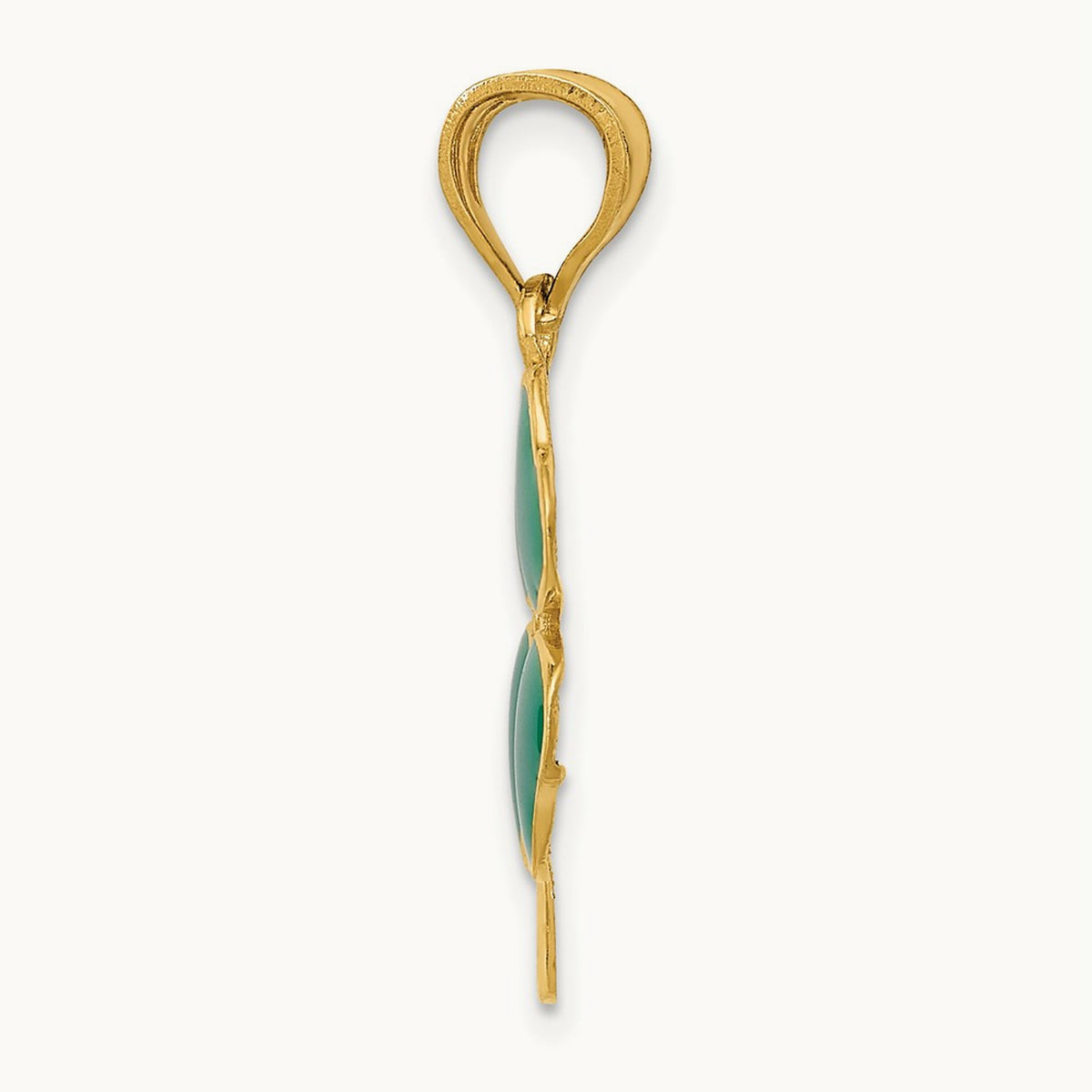 Enameled Four Leaf Clover Pendant, 14K