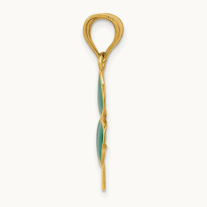 Enameled Four Leaf Clover Pendant, 14K