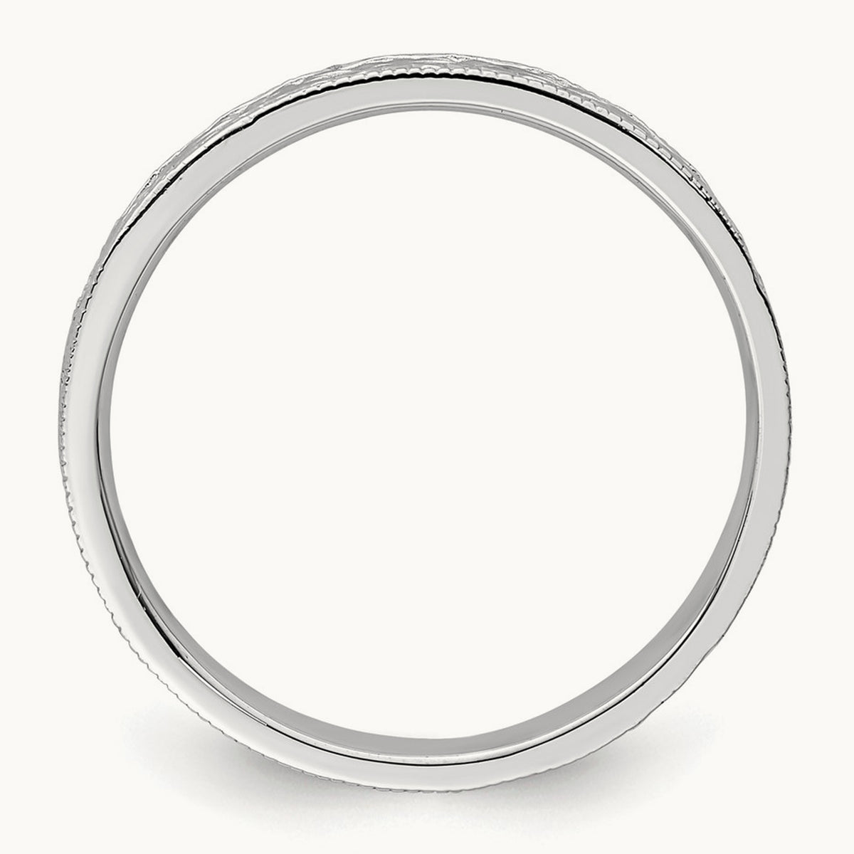 Polished Floral Band — 14K White Gold