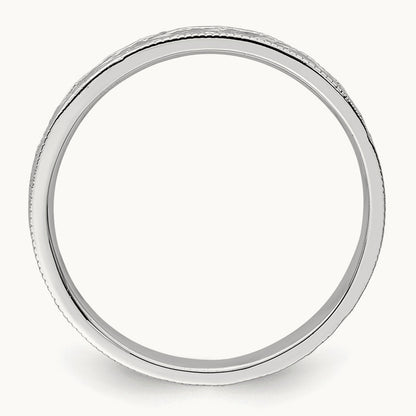 Polished Floral Band — 14K White Gold