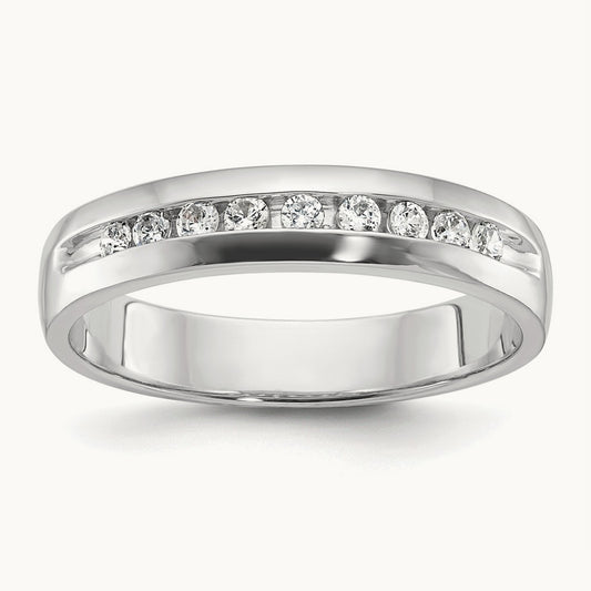IBGoodman Men's Polished 9-Stone Diamond Ring, 14K White Gold