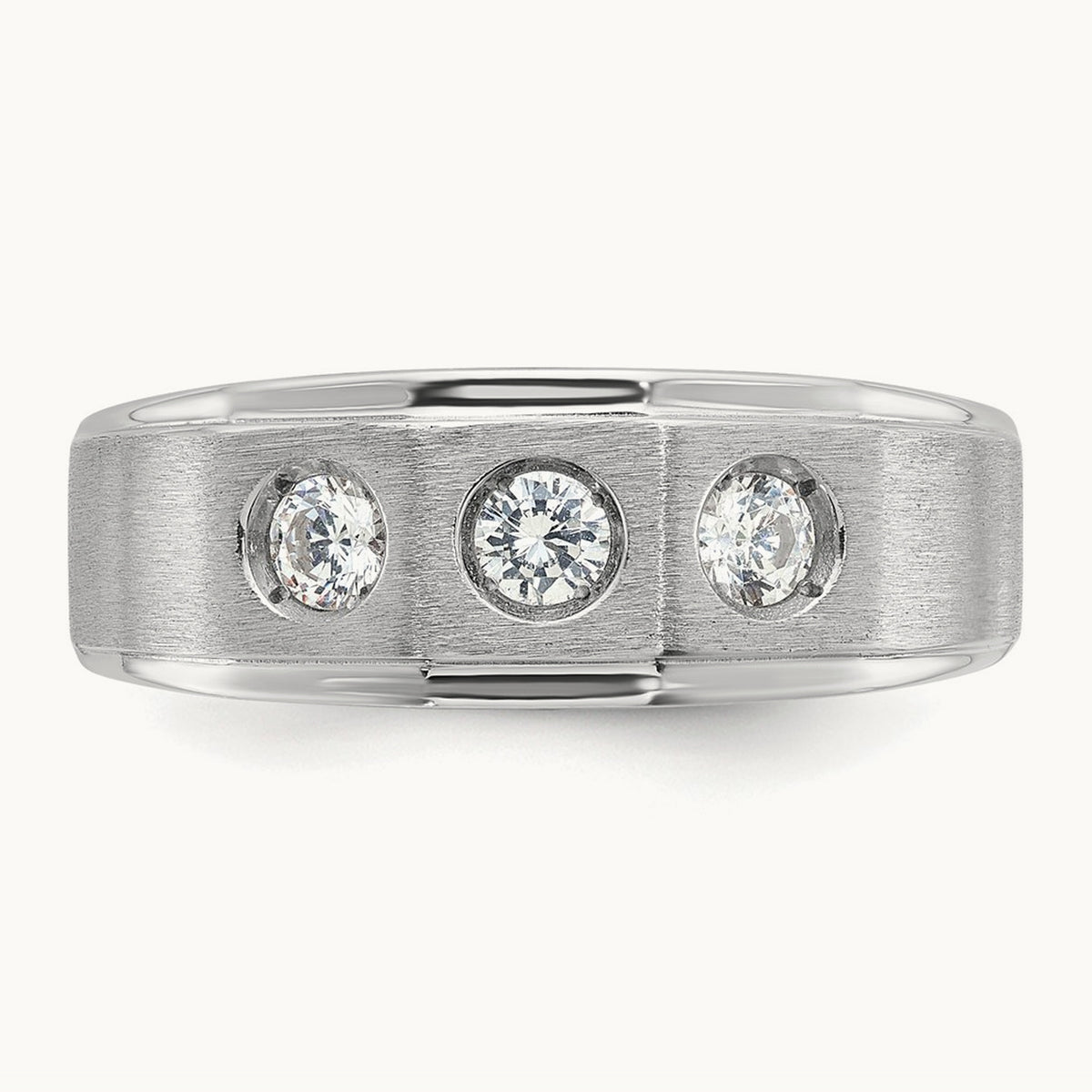 IBGoodman Men's Polished/Satin Diamond Complete Ring, 14K White Gold