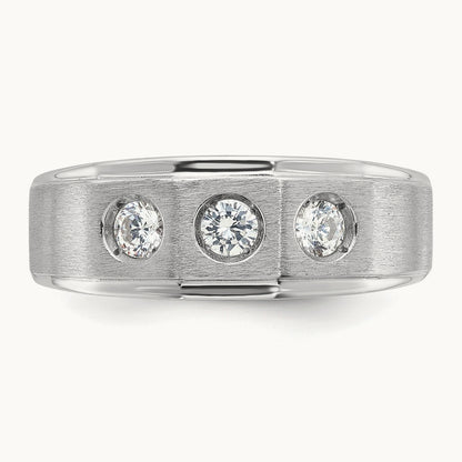 IBGoodman Men's Polished/Satin Diamond Complete Ring, 14K White Gold