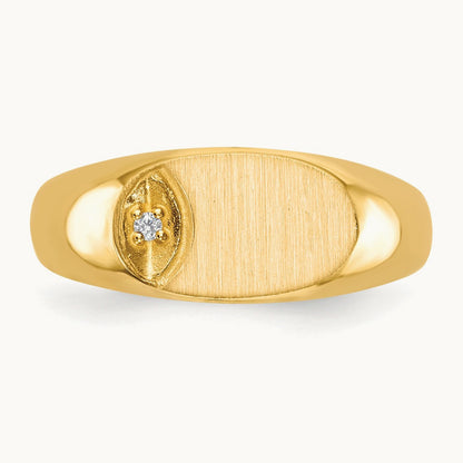 11.0x6. AAA Diamond Open Back Signet Ring, 5mm, 14K