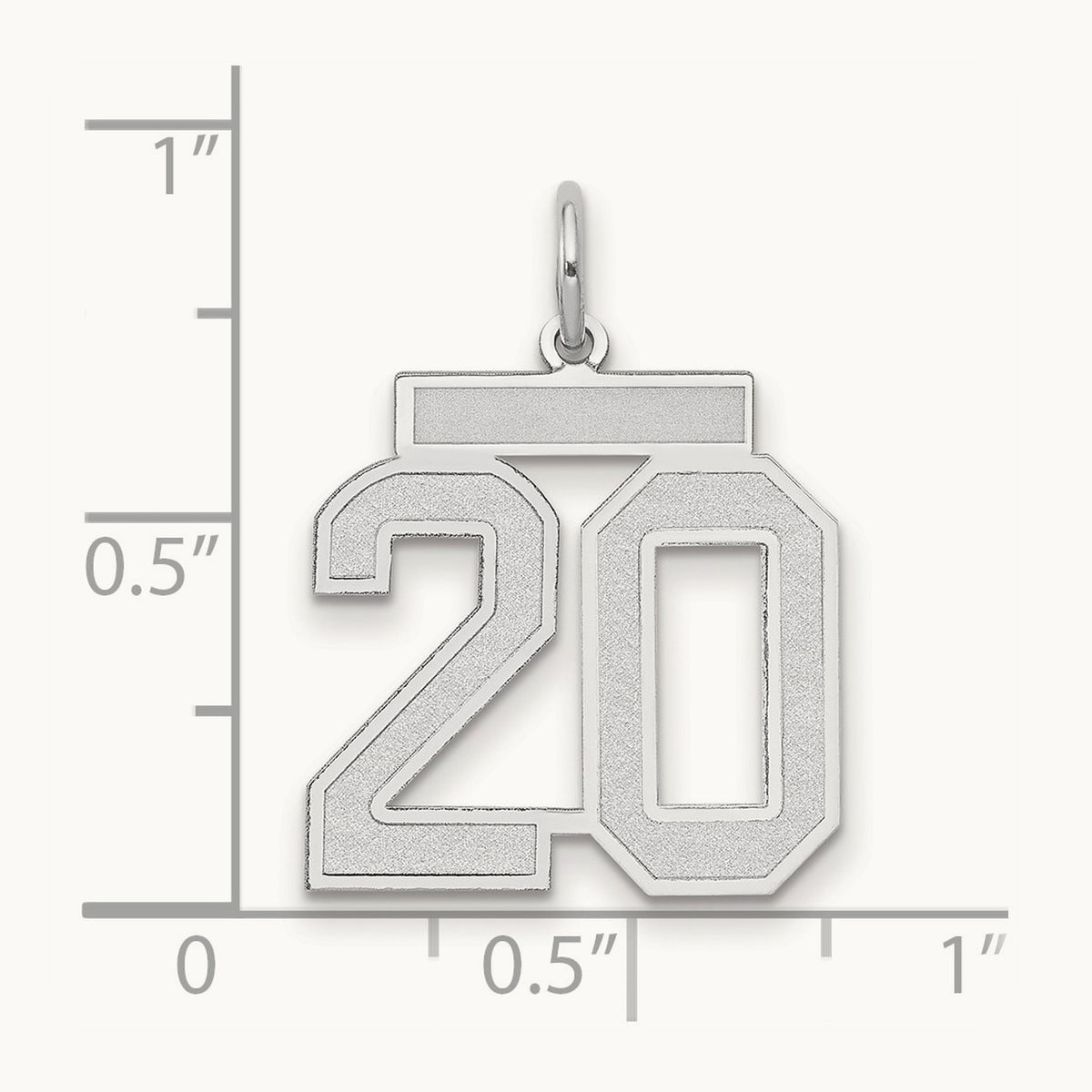 Medium Satin Number 20 Charm — 14K White Gold