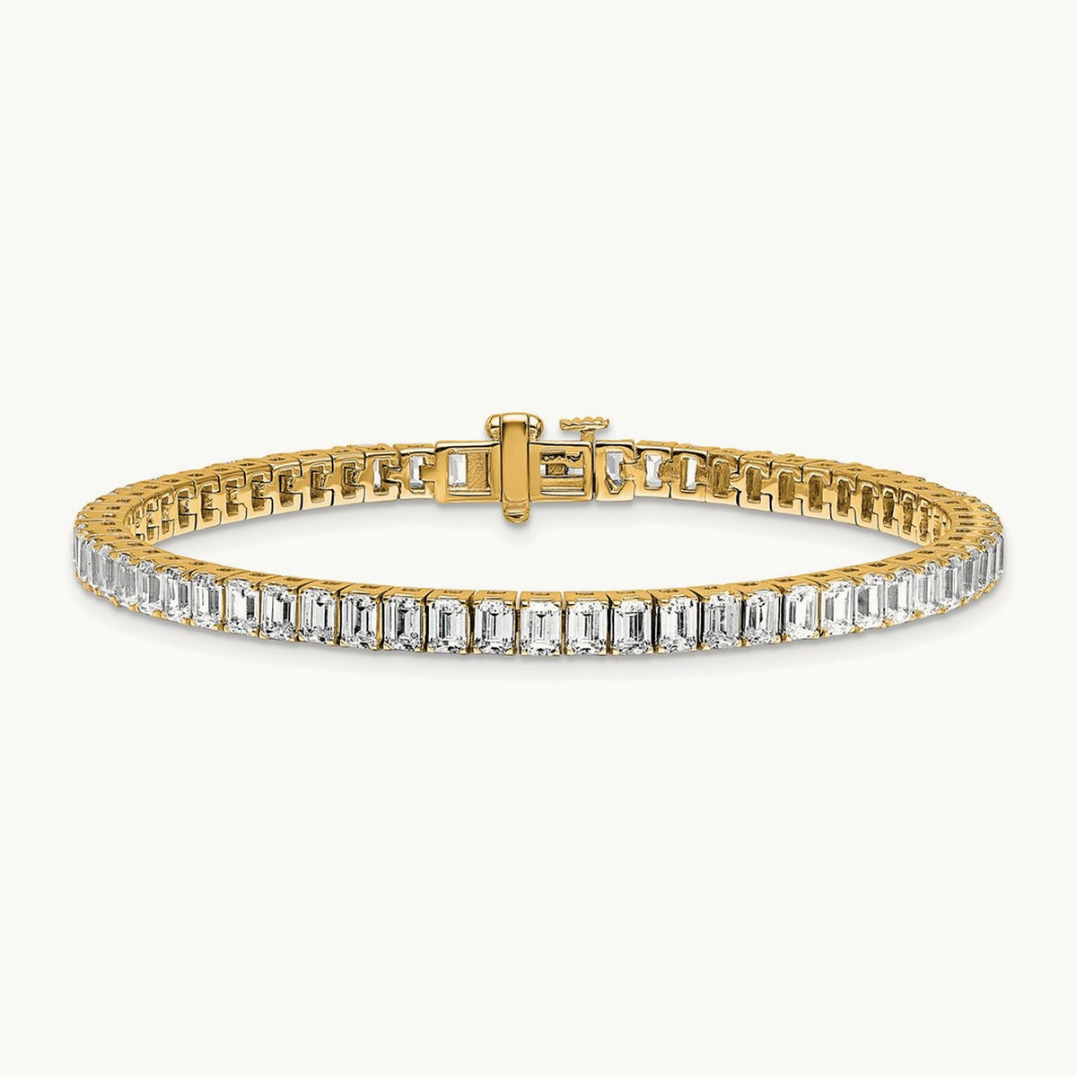 Emerald Bezel Tennis Bracelet, 10.00 ct tw Lab-Grown Diamond — 14K Yellow Gold