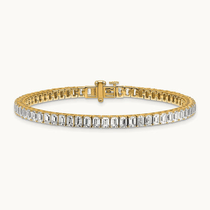 Emerald Bezel Tennis Bracelet, 10.00 ct tw Lab-Grown Diamond — 14K Yellow Gold