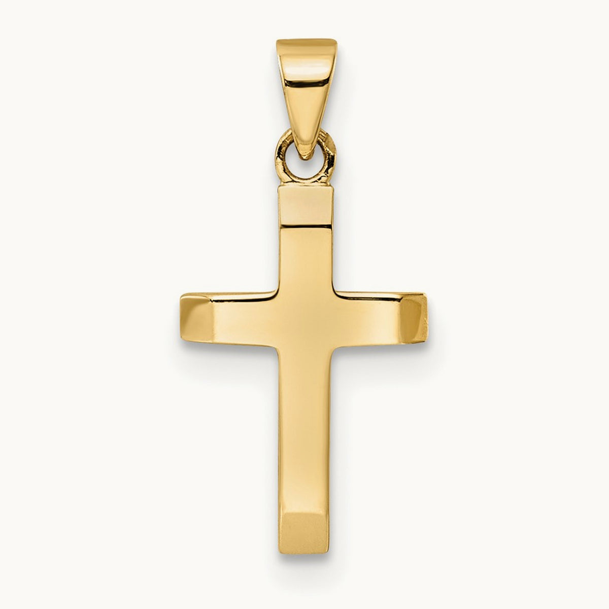Polished Tapered Ends Hollow Cross Pendant — 19mm