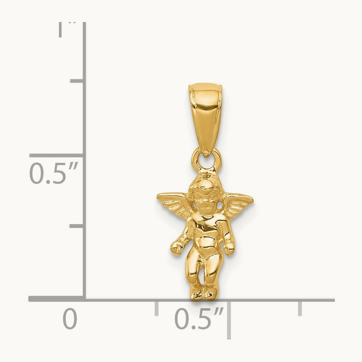 3D Small Guardian Angel Pendant, 14K