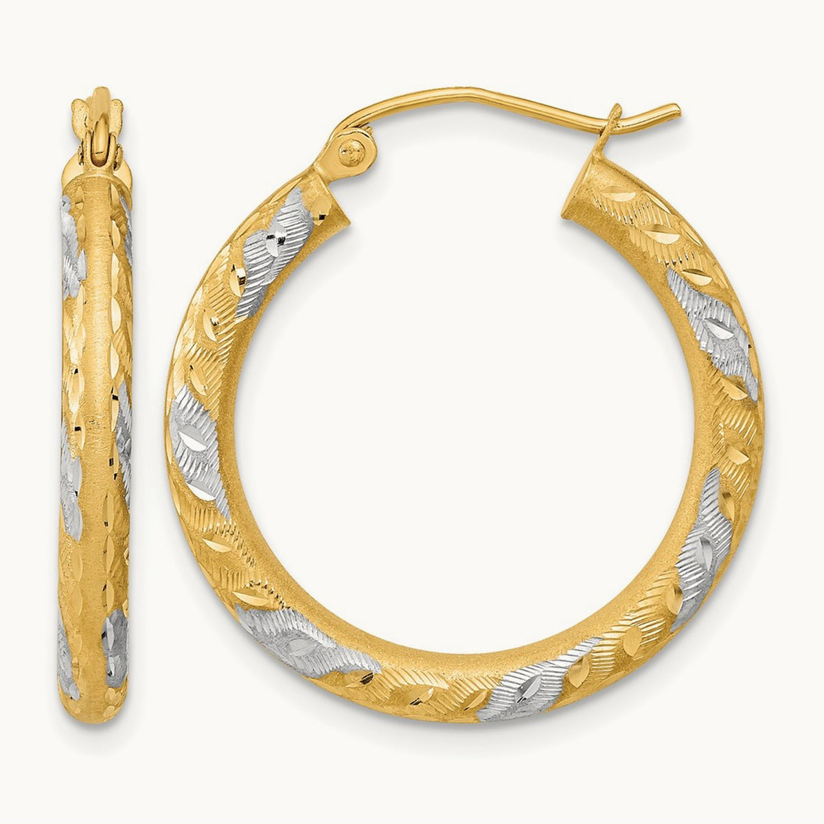 Diamond-cut Satin Hoop Earrings — 26.75mm