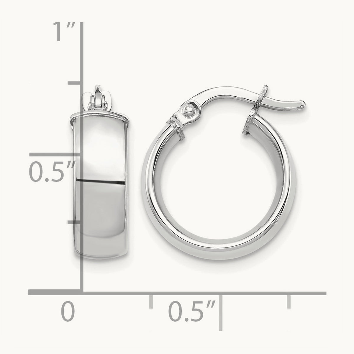 High Polished Hoop Earrings — 14K White Gold