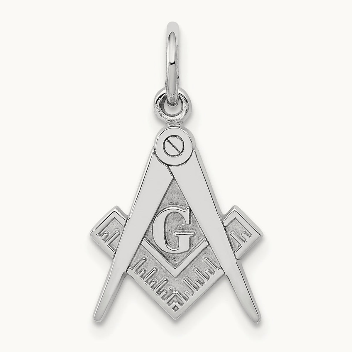 Polished & Textured Masonic Symbol Charm, 14K White Gold
