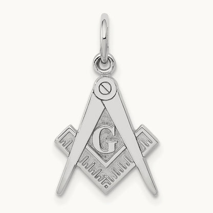 Polished & Textured Masonic Symbol Charm, 14K White Gold