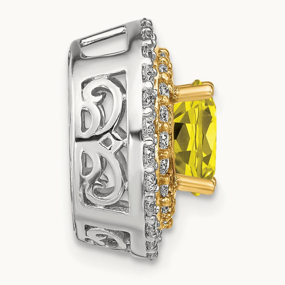 Created Yellow Sapphire Chain Slide, 0.50 ct tw Lab-Grown Diamond
