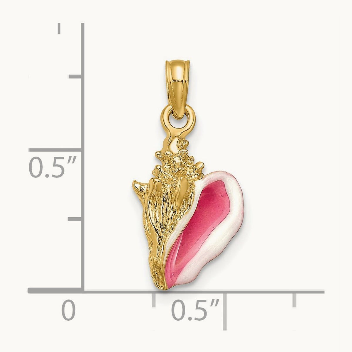 Enameled 3-D Conch Shell Pendant, 14K