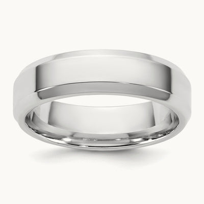 Bevel Edge Comfort Fit Band, 5.5mm, 10K White Gold