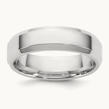 Bevel Edge Comfort Fit Band, 5.5mm, 10K White Gold