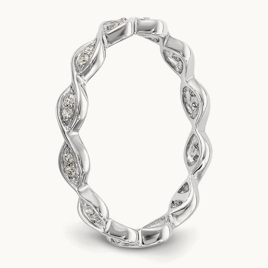 Polished Vintage Pave Diamond Eternity Band — 14K White Gold, 7.5