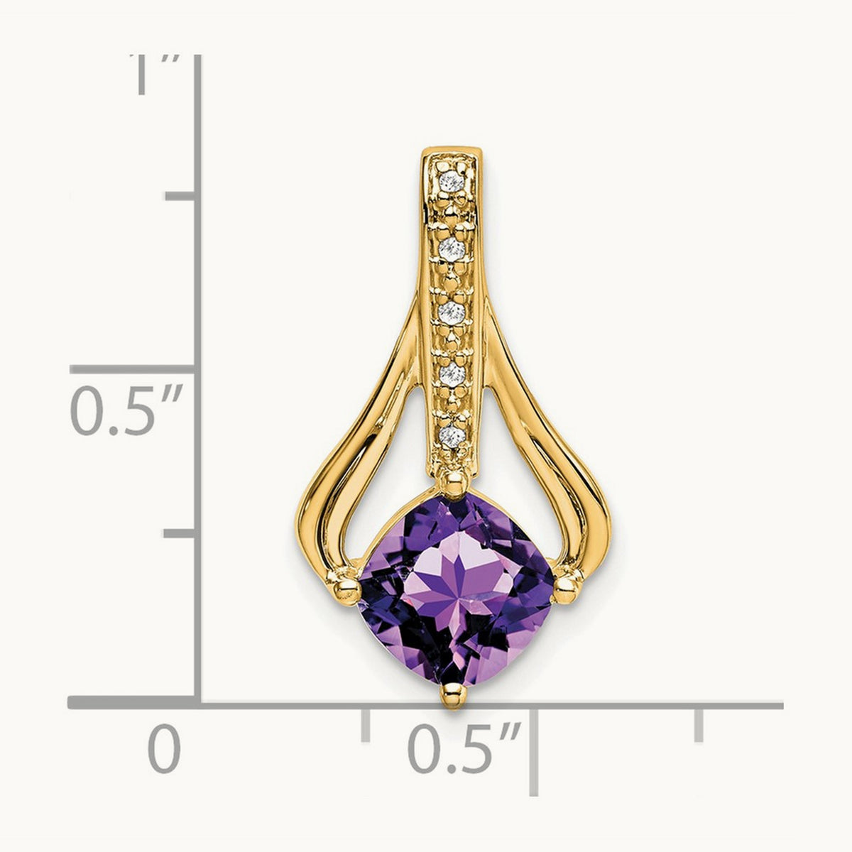 Amethyst and Diamond Pendant — 14K Yellow Gold