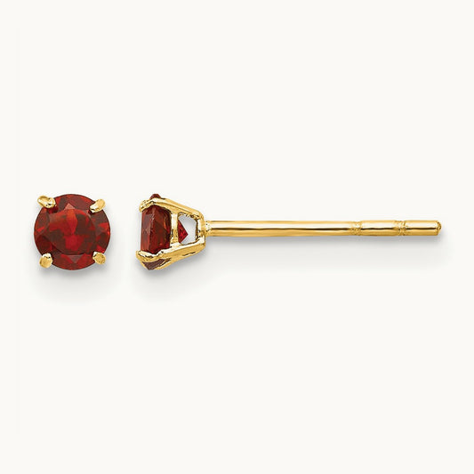 Round Garnet Post Earrings — 3mm