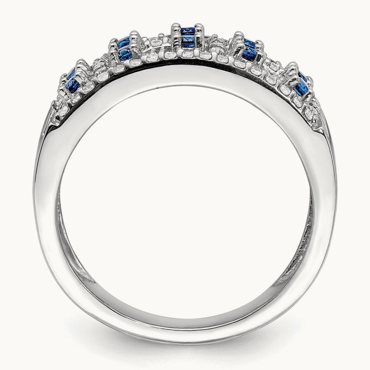 Diamond and Sapphire Fancy Ring, 14K White Gold