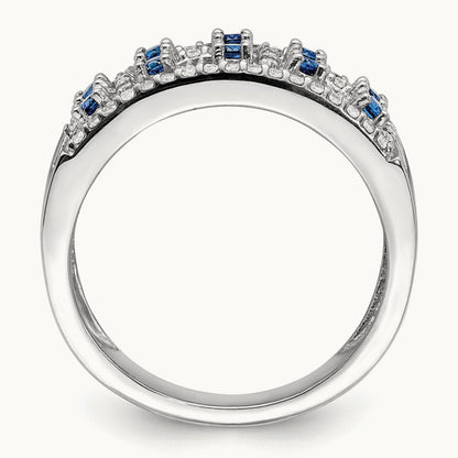 Diamond and Sapphire Fancy Ring, 14K White Gold