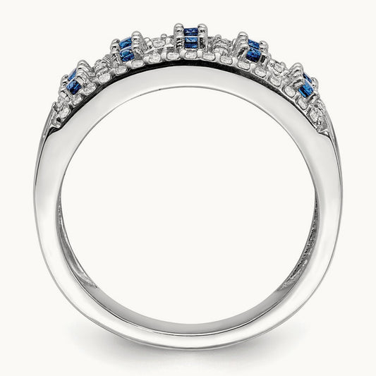 Diamond and Sapphire Fancy Ring, 14K White Gold