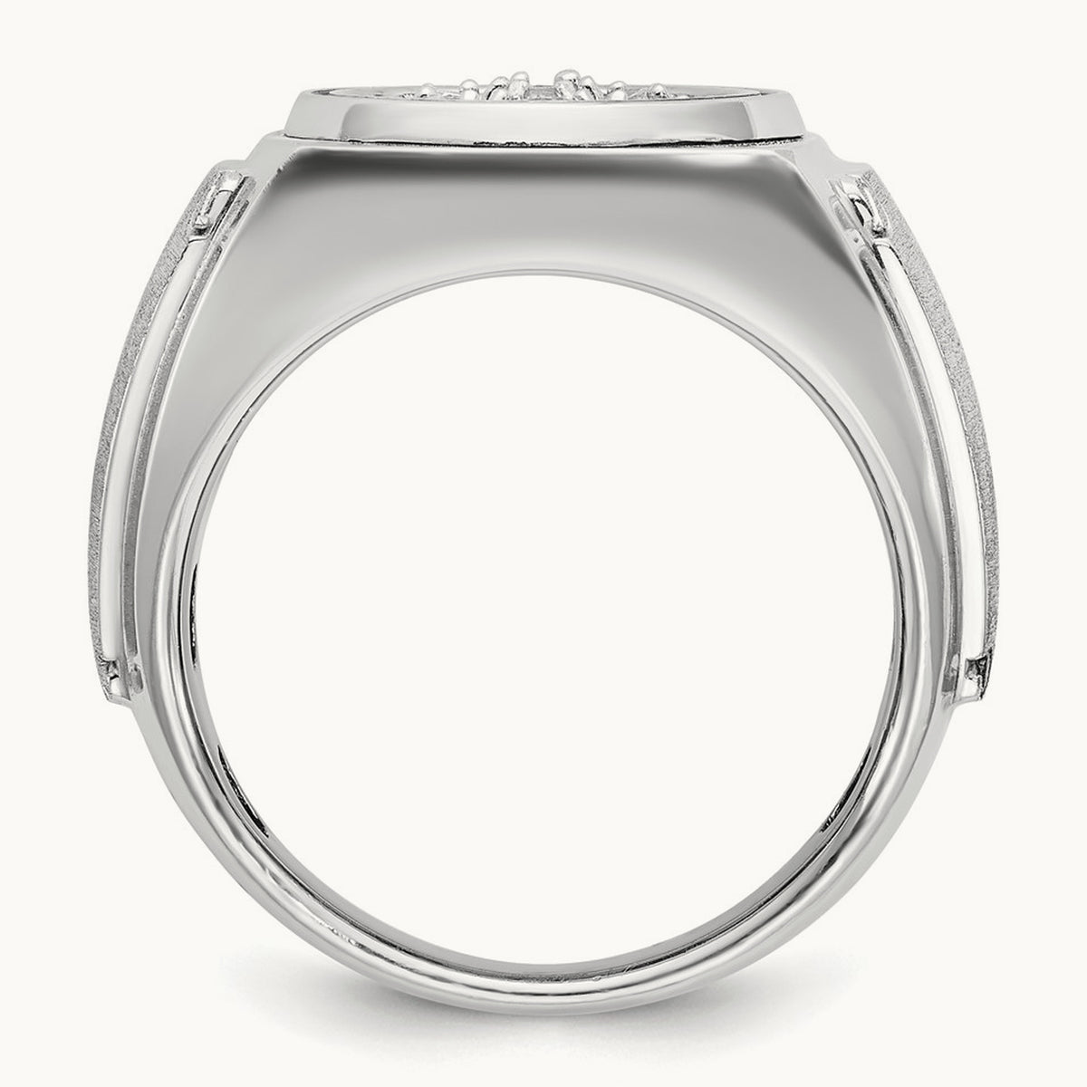 IBGoodman Men's Polished & Satin Diamond Round Cluster Ring, 14K White Gold