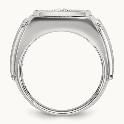 IBGoodman Men's Polished & Satin Diamond Round Cluster Ring, 14K White Gold