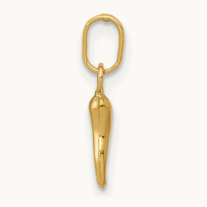 3D Italian Horn Charm — 14K Yellow Gold, 12mm
