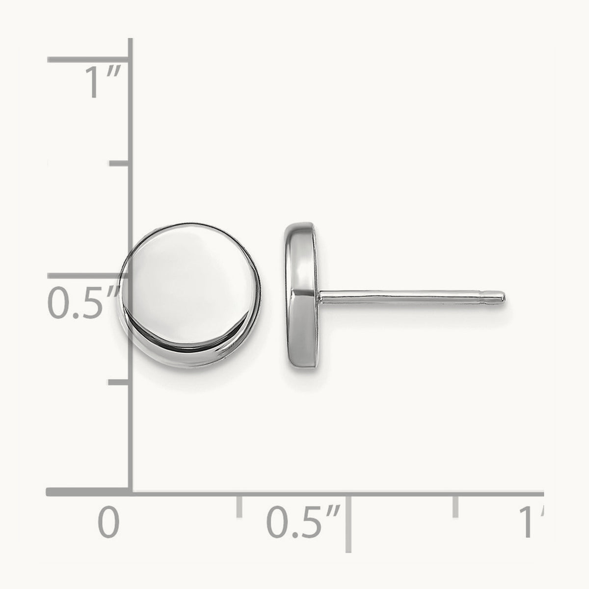Polished Button Post Earrings — 14K White Gold