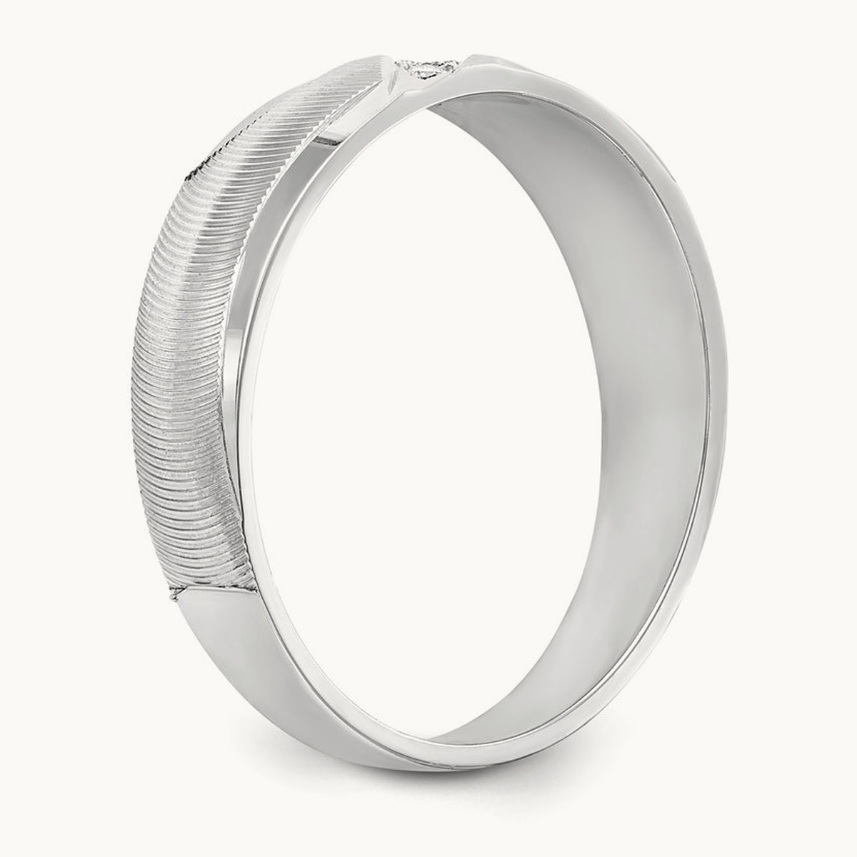 AA Quality Trio Mens Complete Wedding Band, 14K White Gold