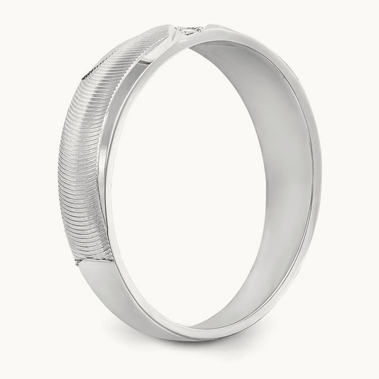 AA Quality Trio Mens Complete Wedding Band, 14K White Gold