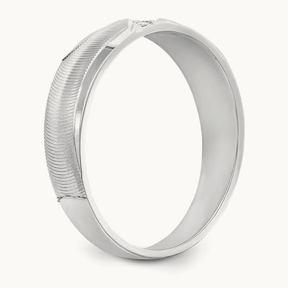 AA Quality Trio Mens Complete Wedding Band, 14K White Gold