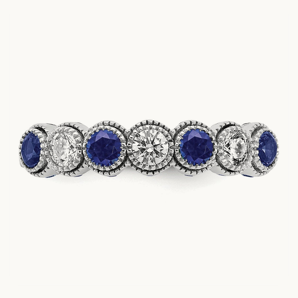 Created Blue Sapphire Ring, 0.50 ct tw Lab-Grown Diamond