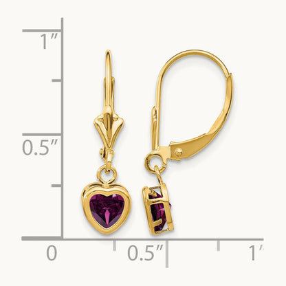 Heart Rhodolite Garnet Earrings, 5mm, 14K