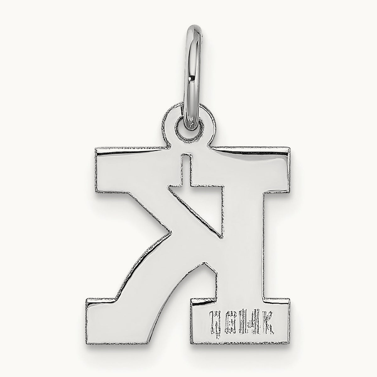 Small Block Initial Charm — 14K White Gold, K