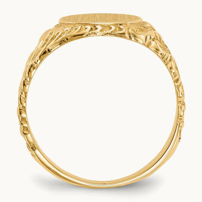 10.5x13. Closed Back Mens Signet Ring, 0mm, 14K